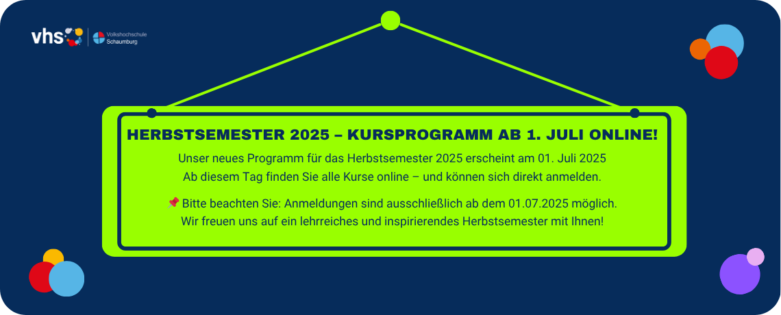 Herbstsemester 2025 - Kursprogramm ab 1. Juli online